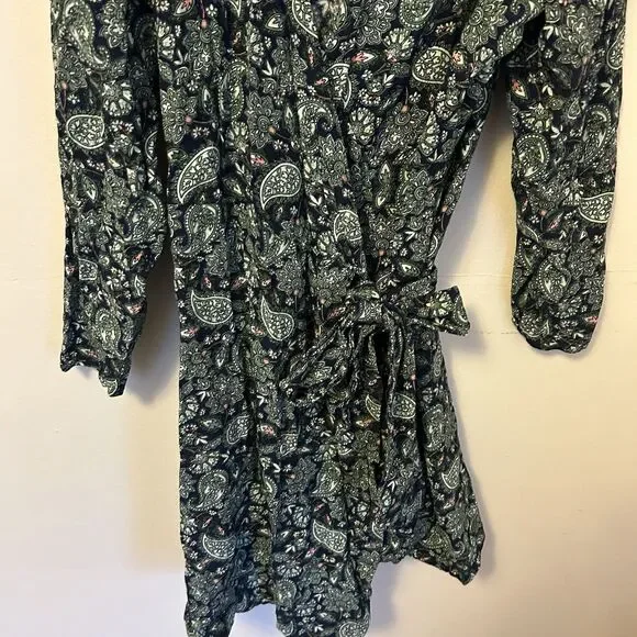 Boden Dress Wrap Mini Blue Green Paisley Size 16/18 Work Office Boho Classic